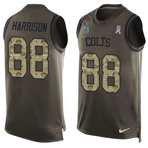 Men's Limited Marvin Harrison Nike Jersey Green - #88 Salute to Service Tank Top NFL Indianapolis Colts